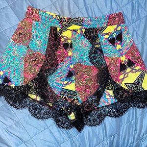 Nasty Gal Paisley Trim Shorts